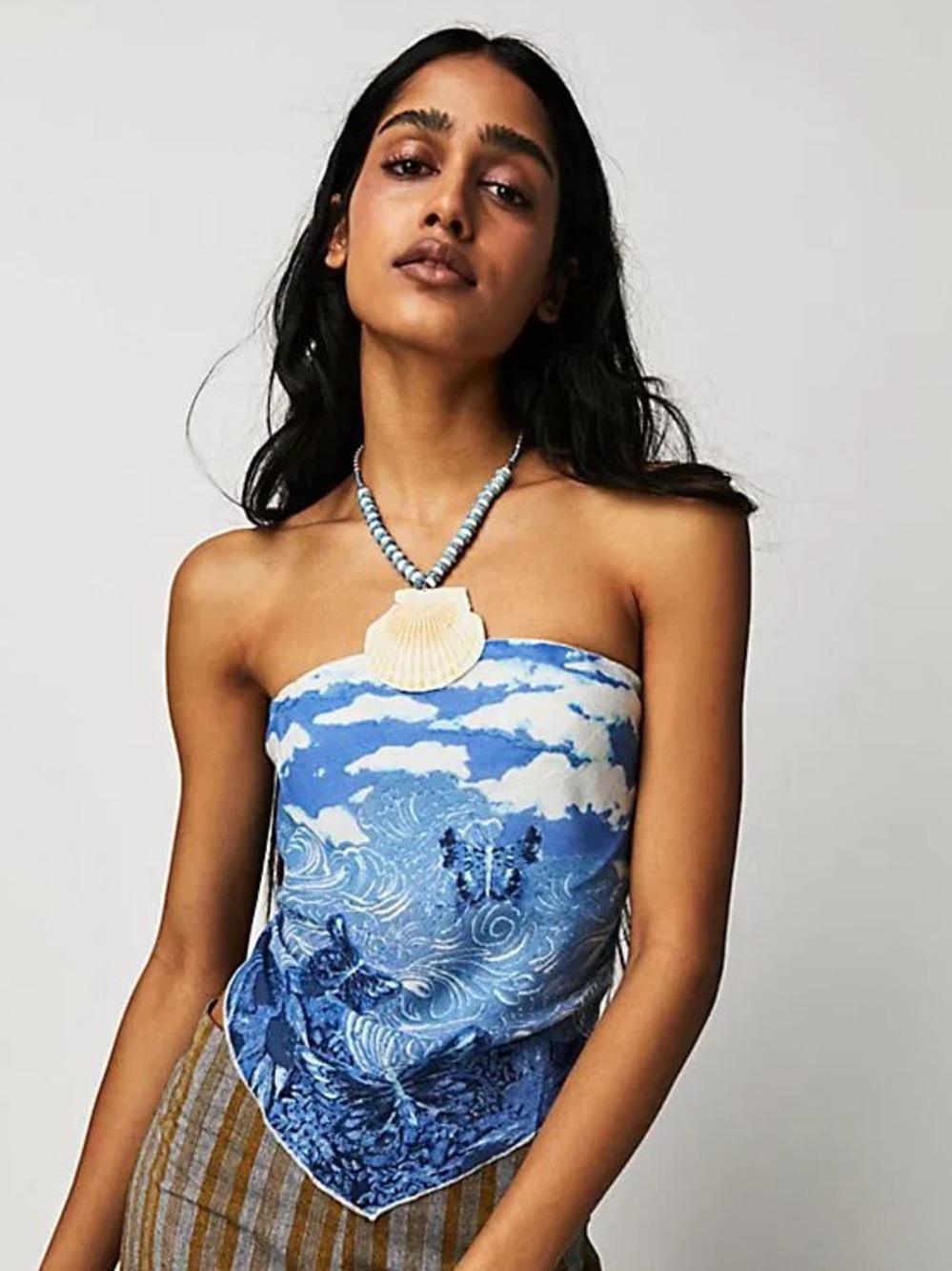 Free People Butterfly Raya Clouds Bandana Style Tube Top Size XS